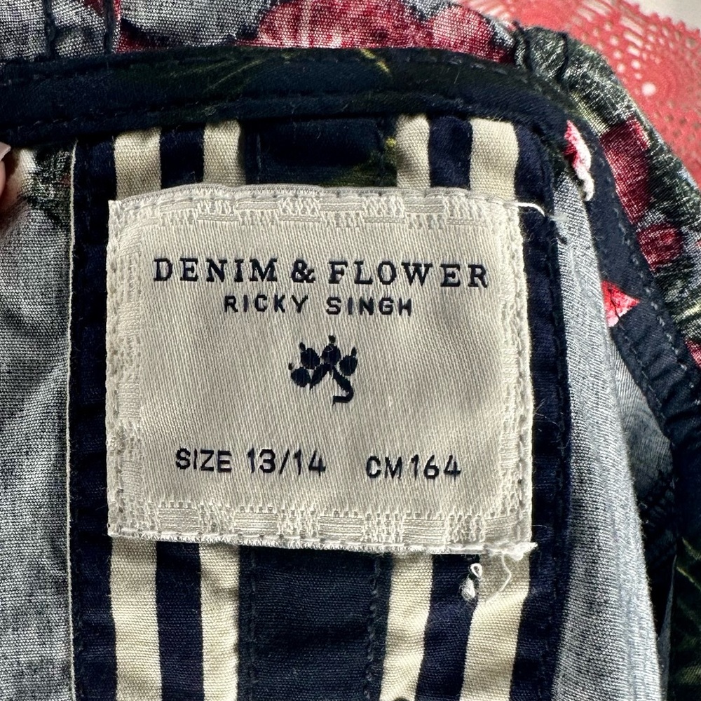 NWT Denim&Flower Ricky Singh Kids Navy Tropical Floral Hoodie Jacket Kids - Picture 6 of 15
